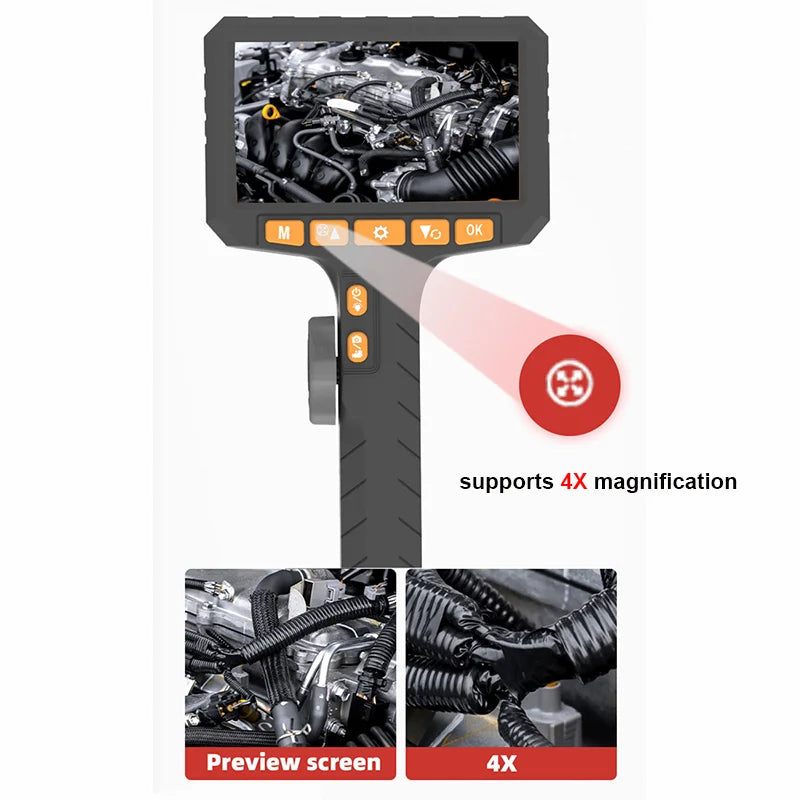 4.3 Inch Borescope 3.9mm/6mm/8mm Lens Camera HD 1920*1080P 200W with LED Illumination for Automotive Repair Plumbing Inspection