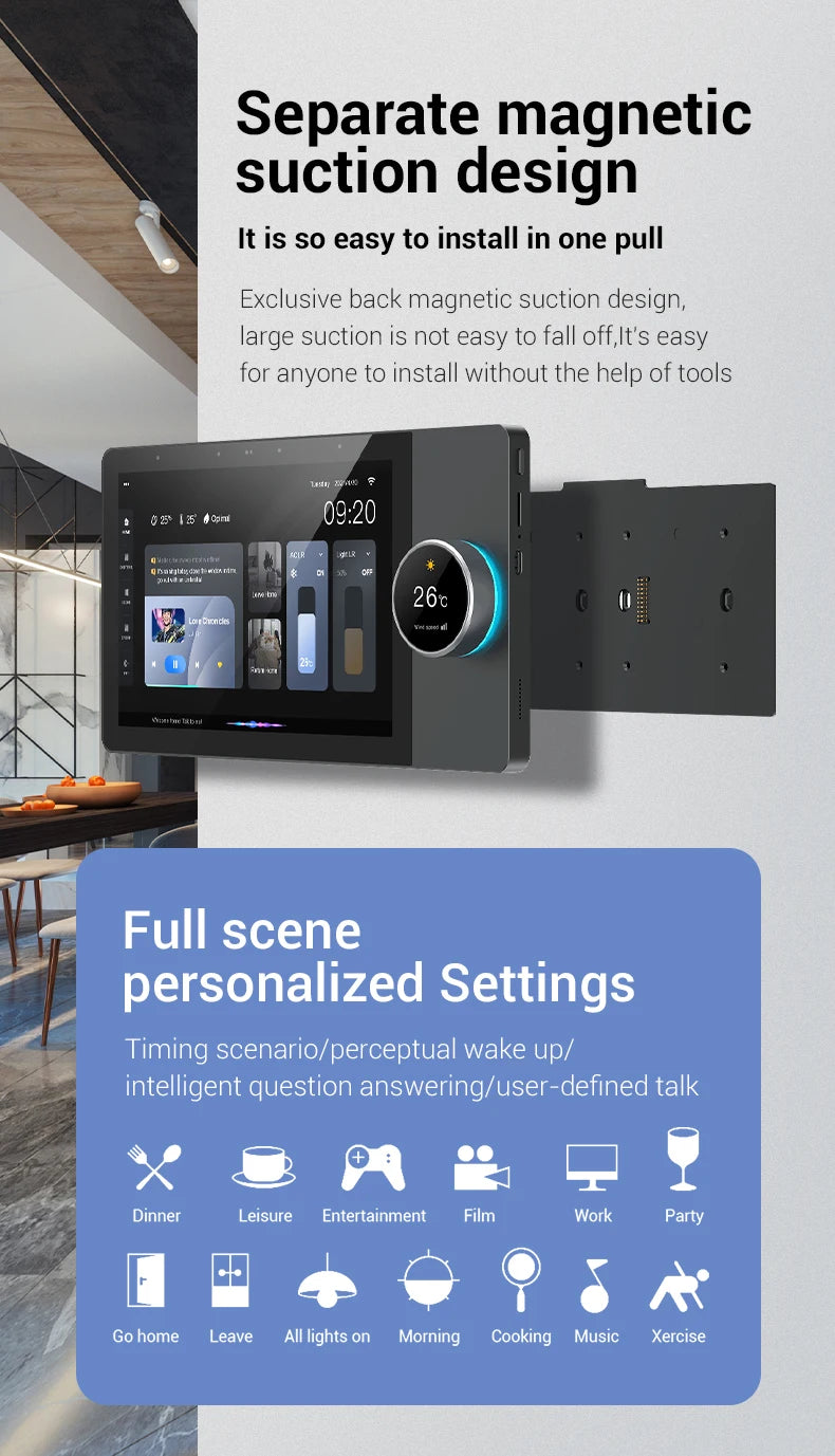 Tuya 8 Ich Center Control Panel Support WiFi,Zigbee and 485, Can Control Smart Switches,smart Sockets,lights,curtains,music