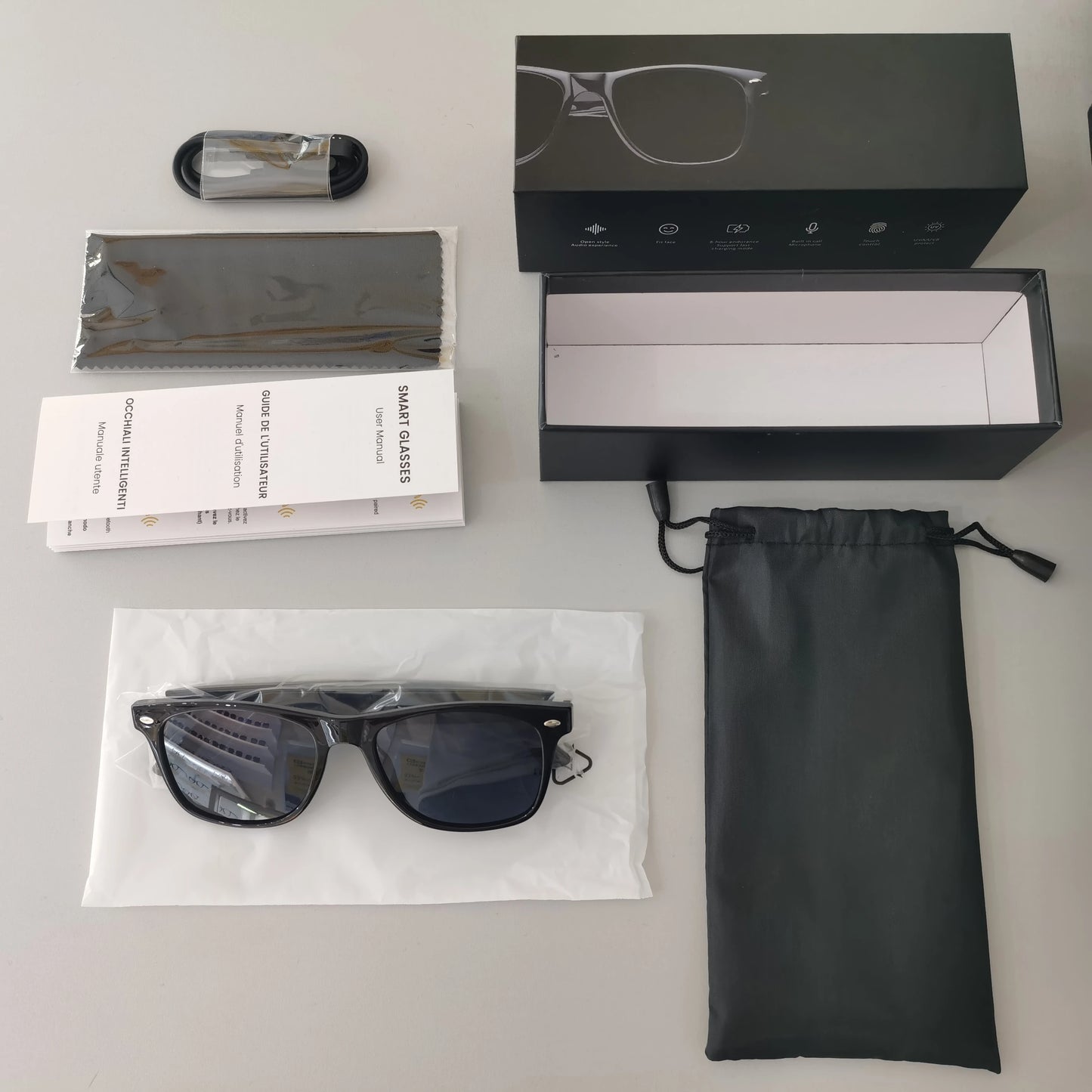 2025 Smart AI Translation Glasses 100+ Multi-Language Real-Time Interpretation Smart Glasses Listening Songs Answering