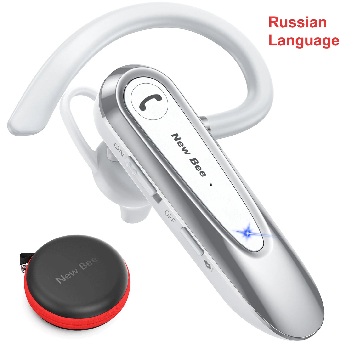 New Bee B45 Wireless Bluetooth Headset Earphones V5.0 Headphones with Dual Mics CVC8.0 Hands-Free Earpiece for Driving Business