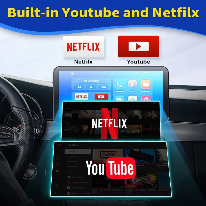 3 in 1 2025 Upgraded Wireless CarPlay & Android Auto Adapter Built in Netflix YouTube TF Card Car Play Video Ai Box for Cars