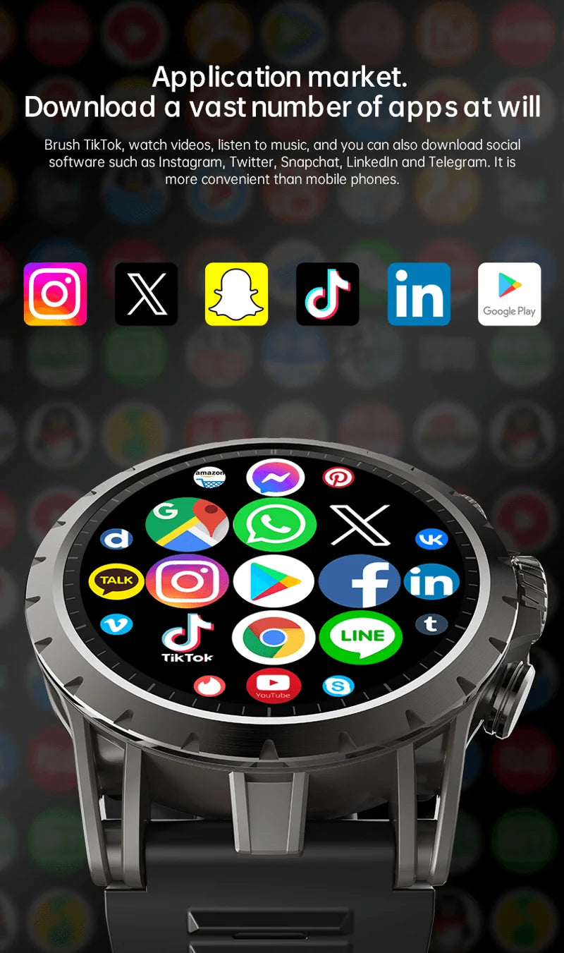 VALDUS GPS Android 8.1 Mobile 4G Supports 200W Single Camera Waterproof Smartwatch 750mAh Long Battery Life VG54 Smart Watch