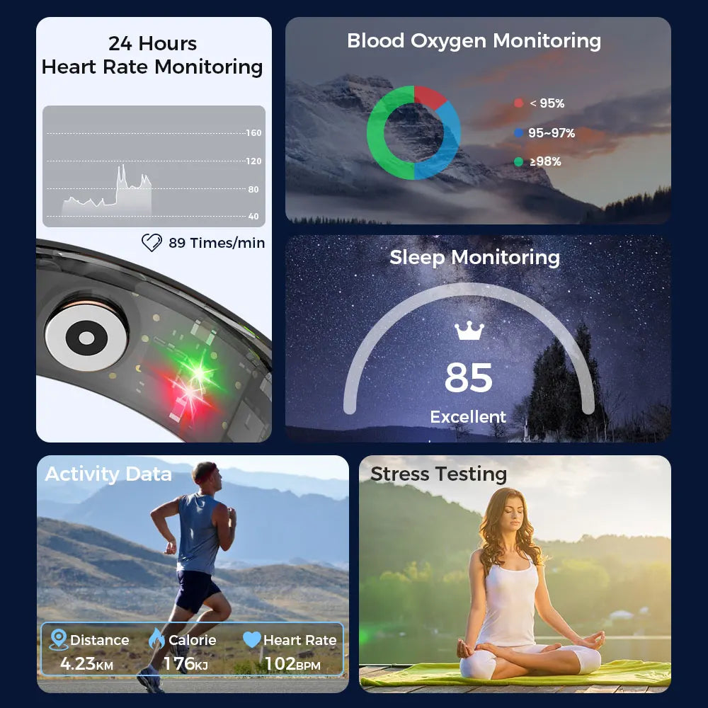 VALDUS VR11 Men Women Sleep Heart Rate Monitor Fitness Tracker Health Smart Ring