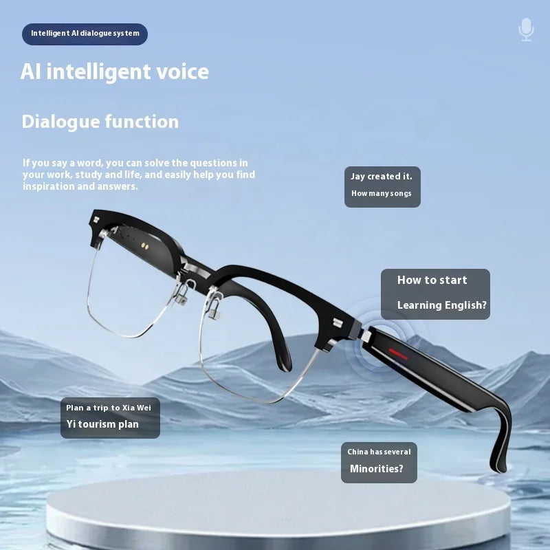 2025 Smart AI Translation Glasses 100+ Multi-Language Real-Time Interpretation Smart Glasses Listening Songs Answering