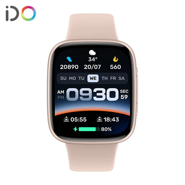 1.85inch AMOLED Smart Watch Touch Screen BT Calling 3ATM Waterproof Heart Rate Pedometer Calorie Counter Sleep Tracker Square