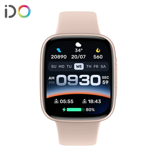 1.85inch AMOLED Smart Watch Touch Screen BT Calling 3ATM Waterproof Heart Rate Pedometer Calorie Counter Sleep Tracker Square
