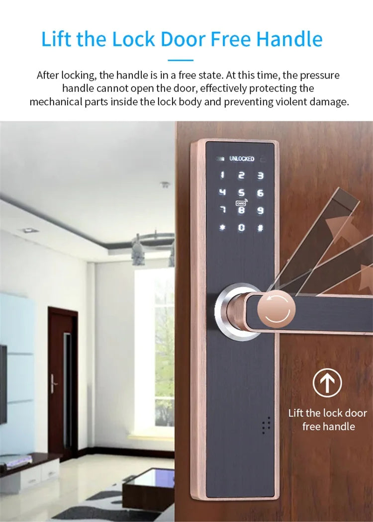 Tuya WiFi Fingerprint Smart Door Lock for Indoor App Control Remote Control