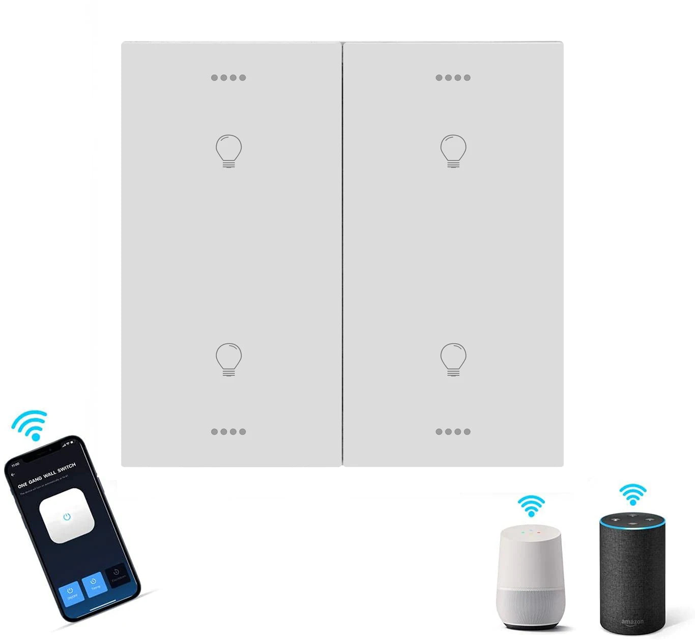 US Standard 1/2/3/4 Gang Smart Home Wifi Switches Wireless Tuya App Glass Panel Touch Screen Wall Light Smart Switch