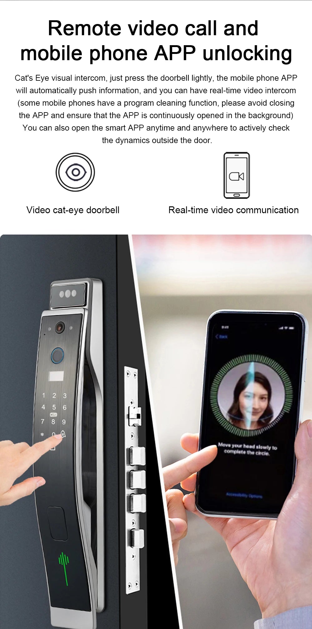 Luxury Smart Home Products Smart Lock with 3D Face Video Calling High Resolution Fingerprint Remote Control Tuya Smart Life