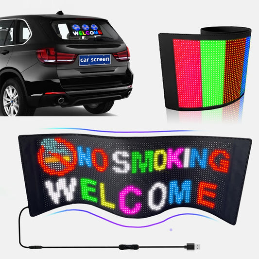 Soft Flex Sign Back Window Car Led Display Sign Hd Full Color App Control Poster Flexible Bluetooth Car Display Led Screen