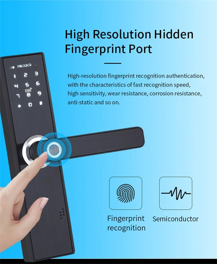 Tuya WiFi Fingerprint Smart Door Lock for Indoor App Control Remote Control