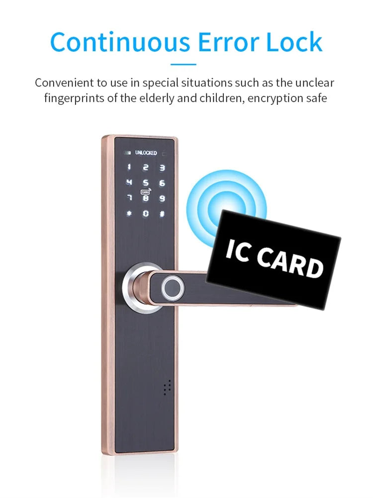Tuya WiFi Fingerprint Smart Door Lock for Indoor App Control Remote Control