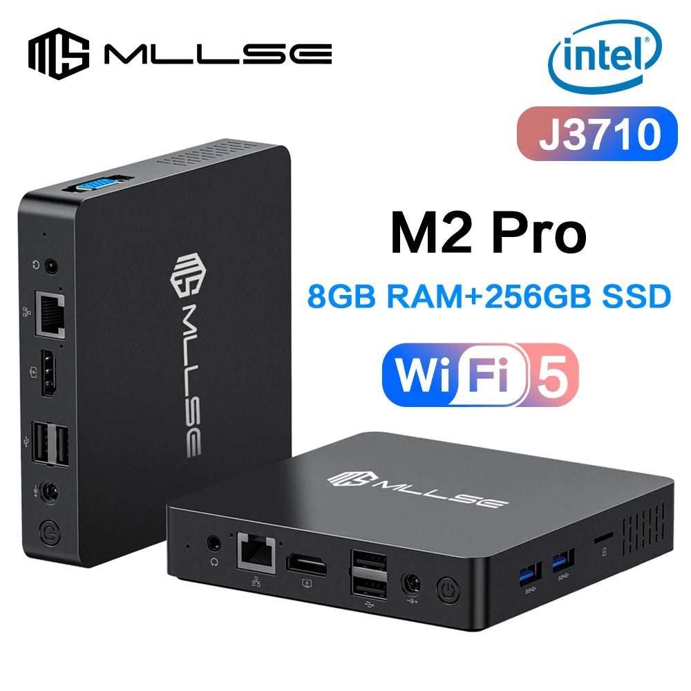 MLLSE M2 Pro Mini PC Powerful 8GB RAM, 256GB SSD, Intel J3710, Windows 10 - Compact & Ideal for Home, Business & Gaming