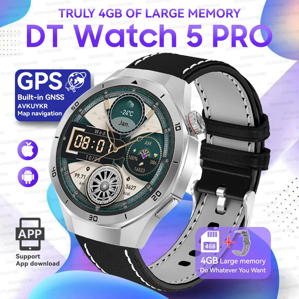 Hot Sales 2025 New Watch DT5pro Smart Watch Men 4GB Memory GPS Google Maps App Store Video Music Player Sports Trackr Smartwatch