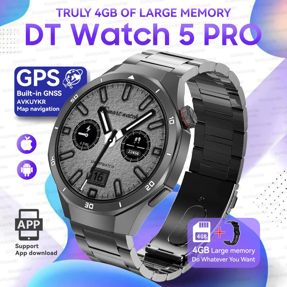 Hot Sales 2025 New Watch DT5pro Smart Watch Men 4GB Memory GPS Google Maps App Store Video Music Player Sports Trackr Smartwatch