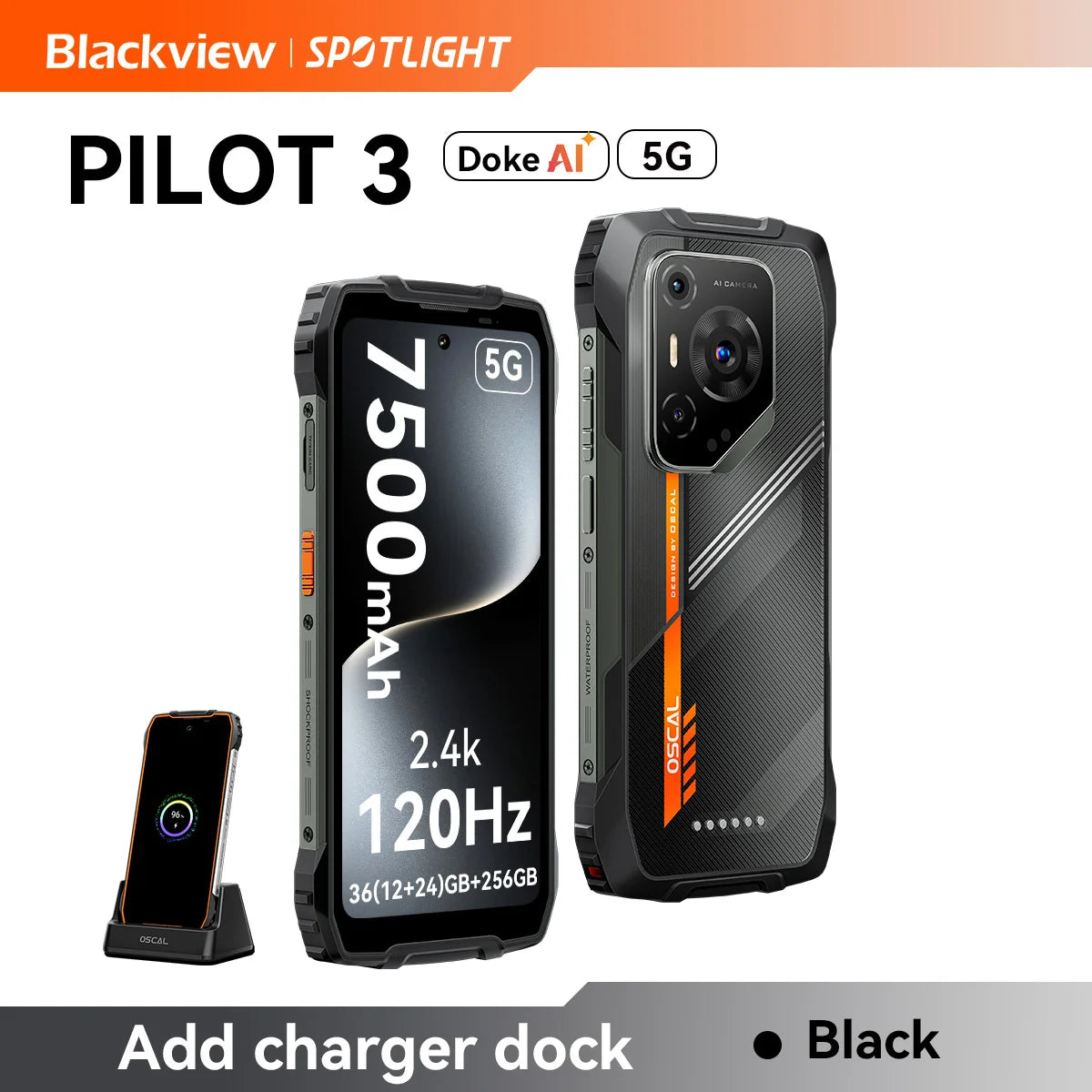 [World Premiere ]Blackview OSCAL PILOT 3 5G AI Rugged Smartphone MTK 6300, 6.78" 2.4K Display 120Hz, 12GB 256GB, 7500Amh Phones