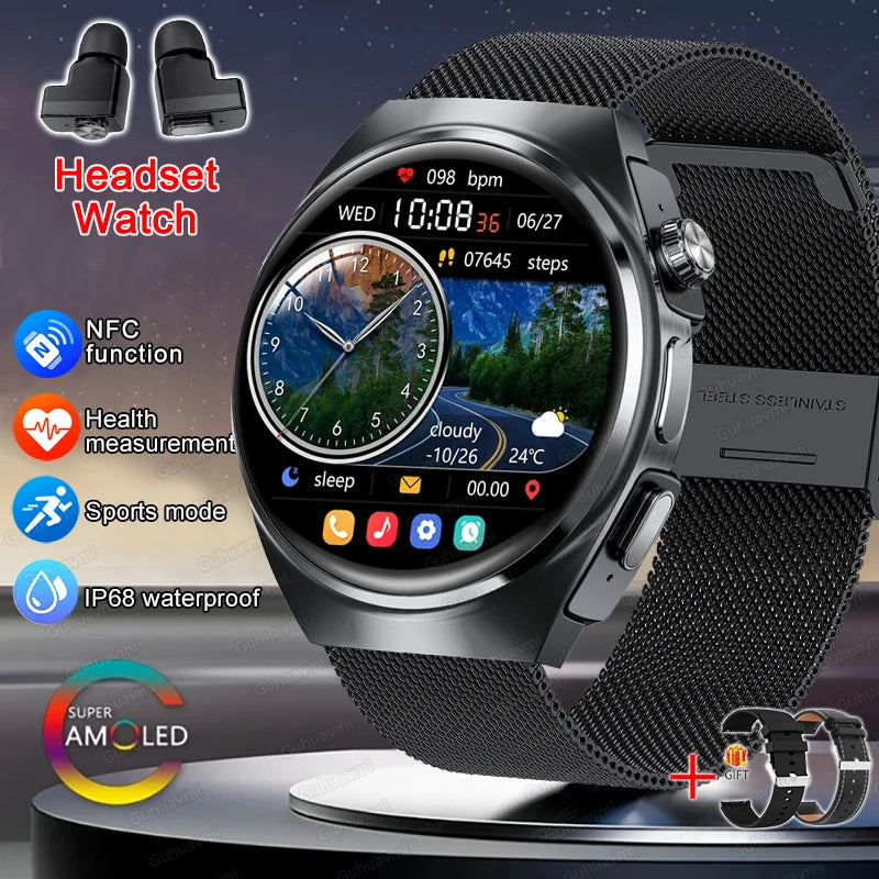 For Xiaomi New 2 in 1 Smart Watch With Earbuds Smartwatch TWS Bluetooth Earphone Heart Rate Blood Oxygen Monitor Sports Watch