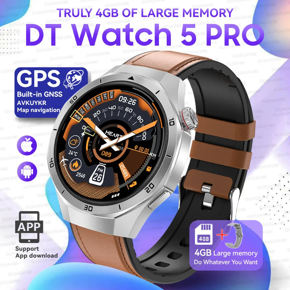 Hot Sales 2025 New Watch DT5pro Smart Watch Men 4GB Memory GPS Google Maps App Store Video Music Player Sports Trackr Smartwatch
