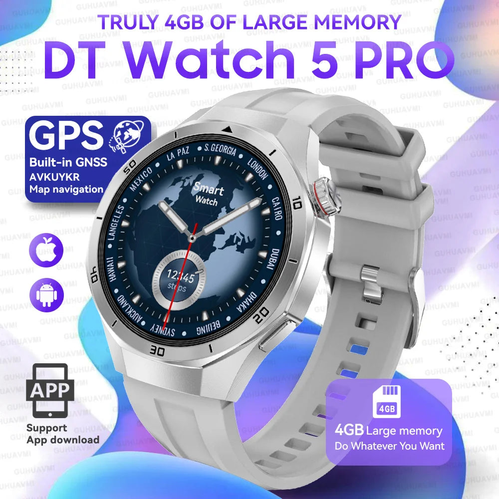 Hot Sales 2025 New Watch DT5pro Smart Watch Men 4GB Memory GPS Google Maps App Store Video Music Player Sports Trackr Smartwatch