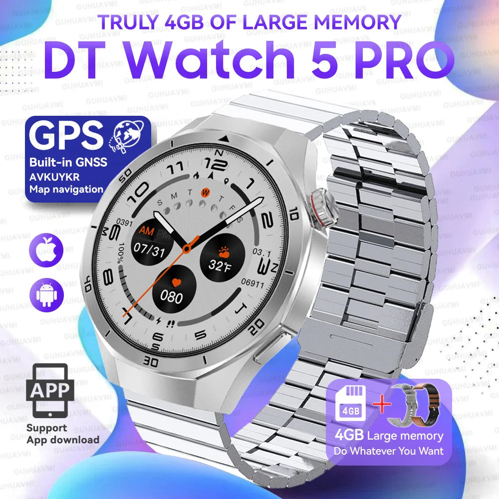 Hot Sales 2025 New Watch DT5pro Smart Watch Men 4GB Memory GPS Google Maps App Store Video Music Player Sports Trackr Smartwatch