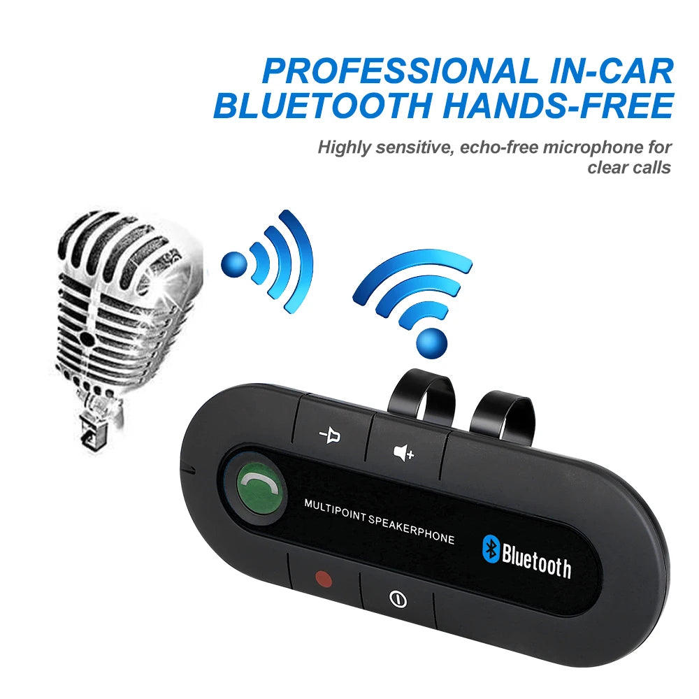 Bluetooth Speaker Handsfree Car Kit Sun Visor Clip Wireless Audio Receiver Speakerphone Wireless Stereo MP3 Music Player