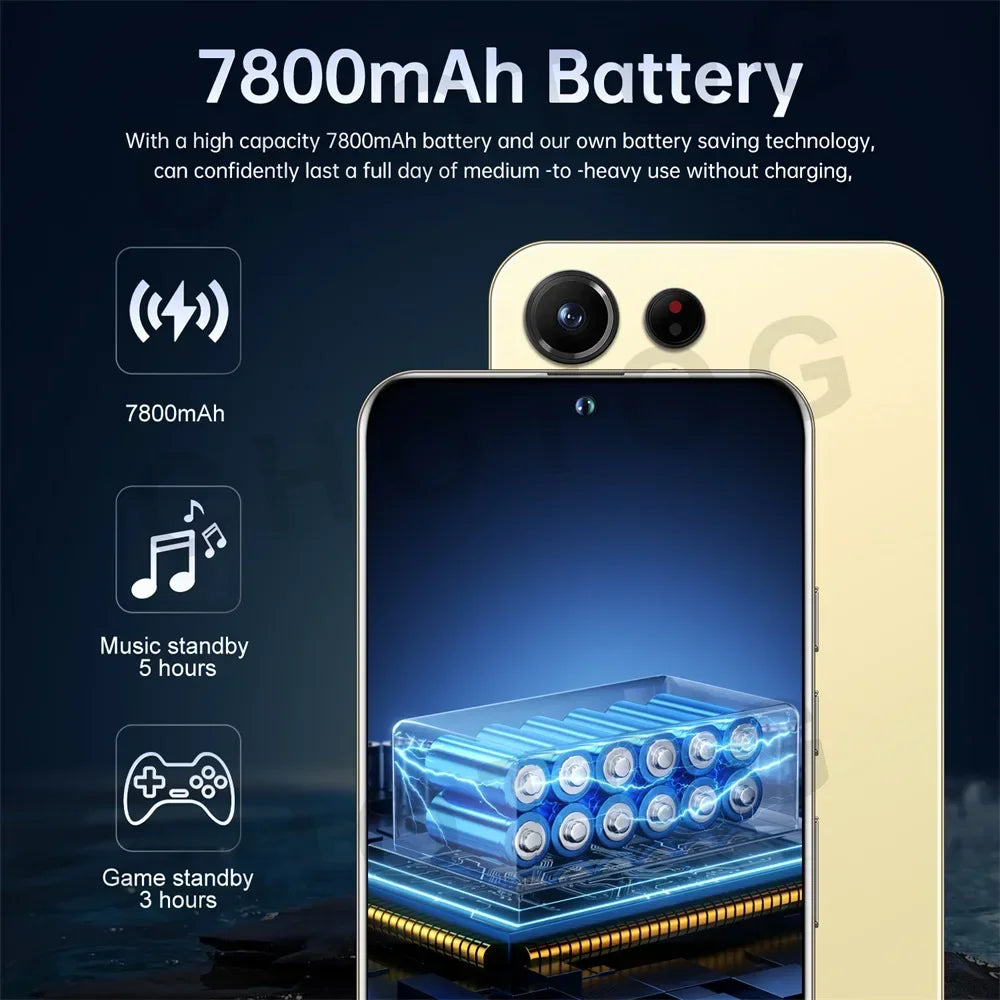 2025 Smartphone SMS 24 Ultra Original 7.3HD Dual SIM Card Cell Phone 7800mAh Android 14 Global Version Mobile Phones Cellphones