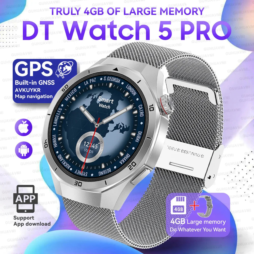 Hot Sales 2025 New Watch DT5pro Smart Watch Men 4GB Memory GPS Google Maps App Store Video Music Player Sports Trackr Smartwatch