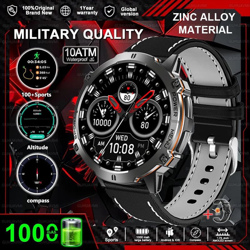 New T-REX3 Fitness Smart Watch 1000mAh Large Battery Durable Compass Altimeter 10ATM Waterproof BT Call 100+Sports Men Bracelet