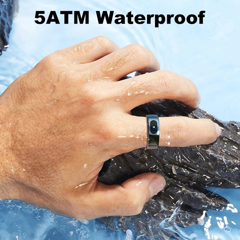 R08 Smart Ring Men Women with Charging Case,Heart Rate Blood Oxygen,Skin Temperature Monitor,5ATM Waterproof For Android iOS