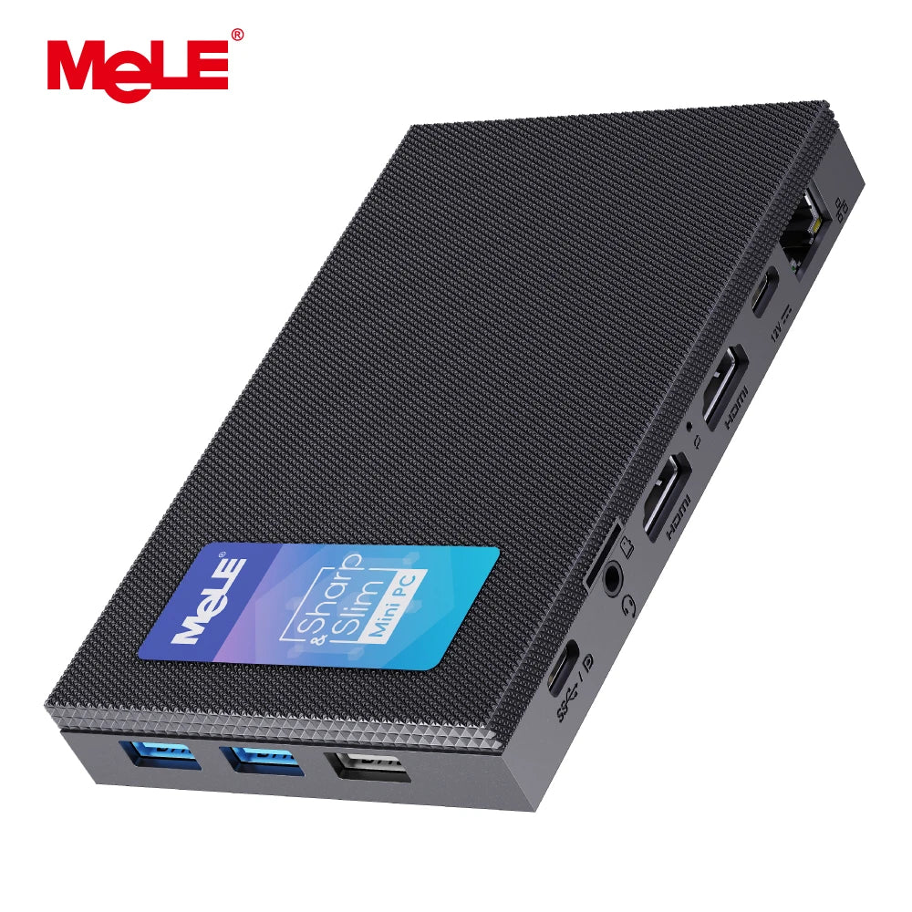 MeLE Quieter4C N150 Fanless Mini PC 32GB LPDDR5 512GB Micro Desktop Computer,4K,Dual HDMI,All-in-One USB-C WiFi 5 BT5.1 Ethernet