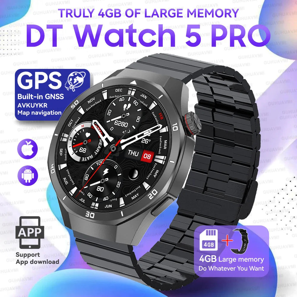 Hot Sales 2025 New Watch DT5pro Smart Watch Men 4GB Memory GPS Google Maps App Store Video Music Player Sports Trackr Smartwatch