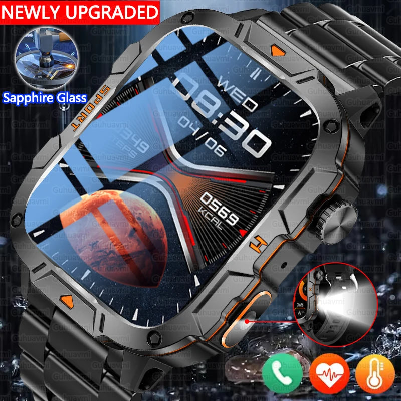 2025 New For Xiaomi Military Grade Smart Watch Men 1.96" AMOLED Screen 5ATM Waterproof Sports Fitness Tracker BT Call Smartwatch