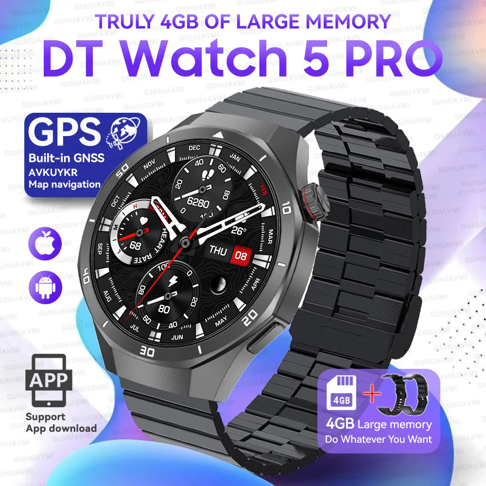 Hot Sales 2025 New Watch DT5pro Smart Watch Men 4GB Memory GPS Google Maps App Store Video Music Player Sports Trackr Smartwatch
