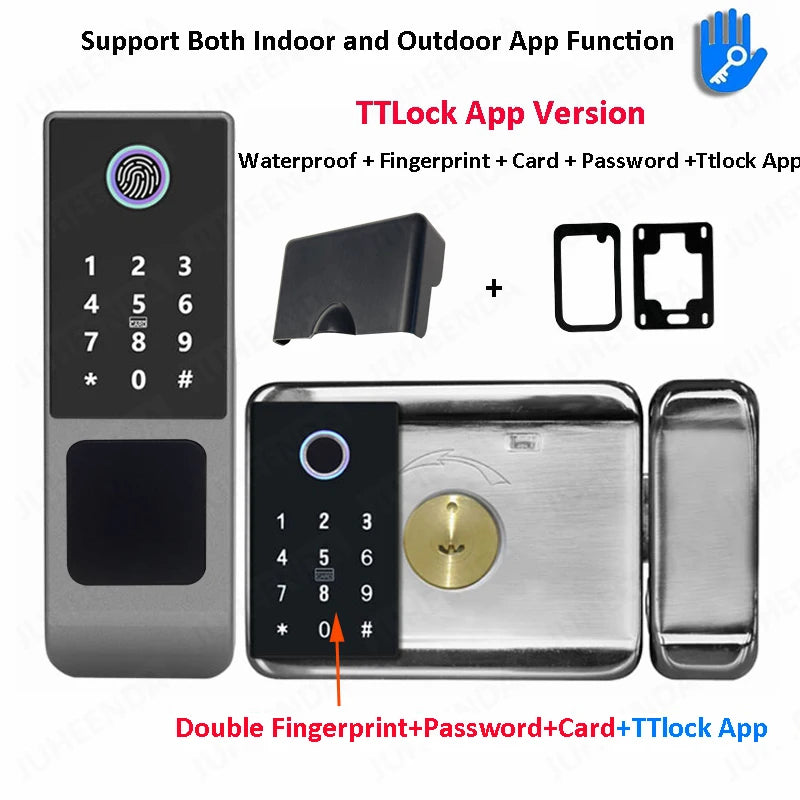 Fingerprint Gate Door Lock TUYA WIFI Outdoor Waterproof Smart Lock With Remote Control TTLOCK App Card Eletronico Digital Lock