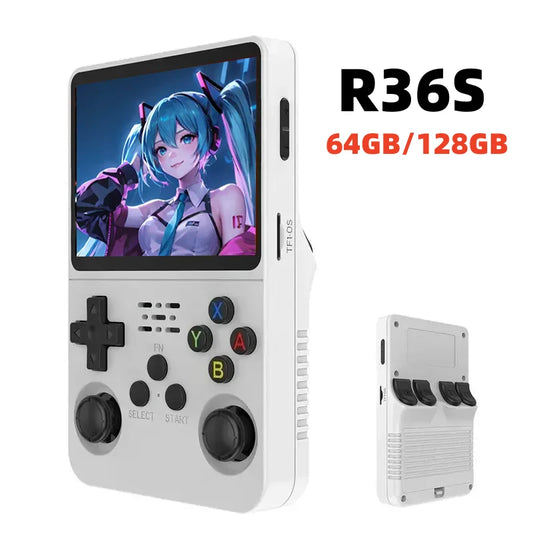 NEW R36S Retro Handheld Video Game Console Linux System 3.5-inch IPS Screen Mini Portable Handheld Video Player 64GB 15000 Games