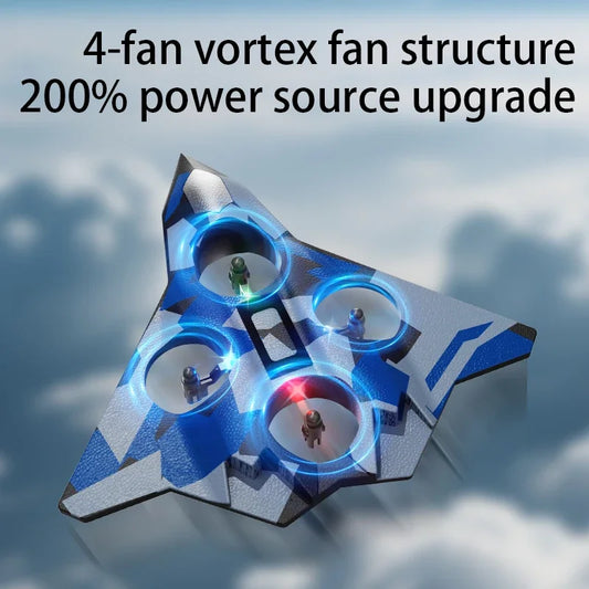 CZ36 2.4G 10CH RC EPP Foam Fighter Plane - 360 Degrees Stunt Tumbling, One-Key Takeoff, LED Lights - Best Kids Toy Gift