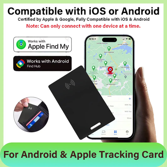 Smart Ultra Thin Wallet Tracker Card for Apple/android Dual System Key Luggage Gps Locator Tag Works with Google Find My Device
