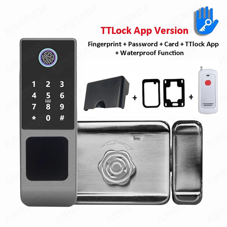 Fingerprint Gate Door Lock TUYA WIFI Outdoor Waterproof Smart Lock With Remote Control TTLOCK App Card Eletronico Digital Lock