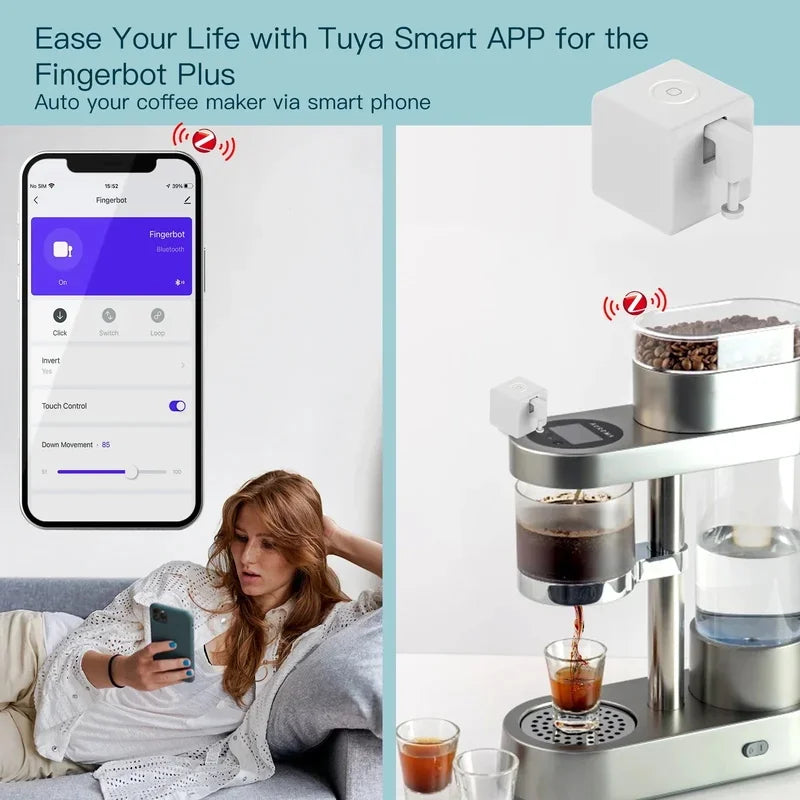 Tuya Zigbee Fingerbot Plus Smart Fingerbot Switch Button Pusher APP Timer Voice Control Works with Alexa Google Home Assistant