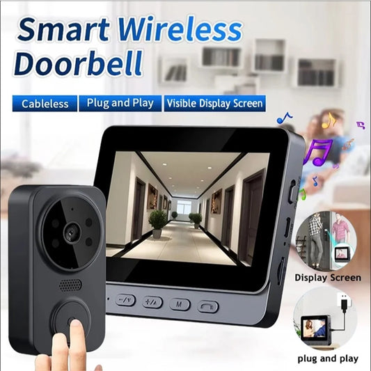 Wireless Video Doorbell Camera Bundle, Smart Security Camera with Night Vision, 2.4G WiFi, HD, Motion Detection, Cloud Storage