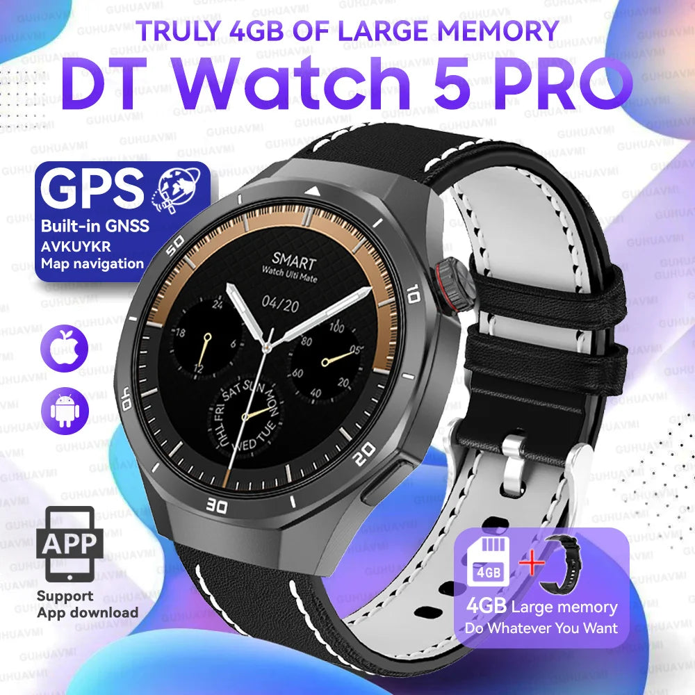 Hot Sales 2025 New Watch DT5pro Smart Watch Men 4GB Memory GPS Google Maps App Store Video Music Player Sports Trackr Smartwatch