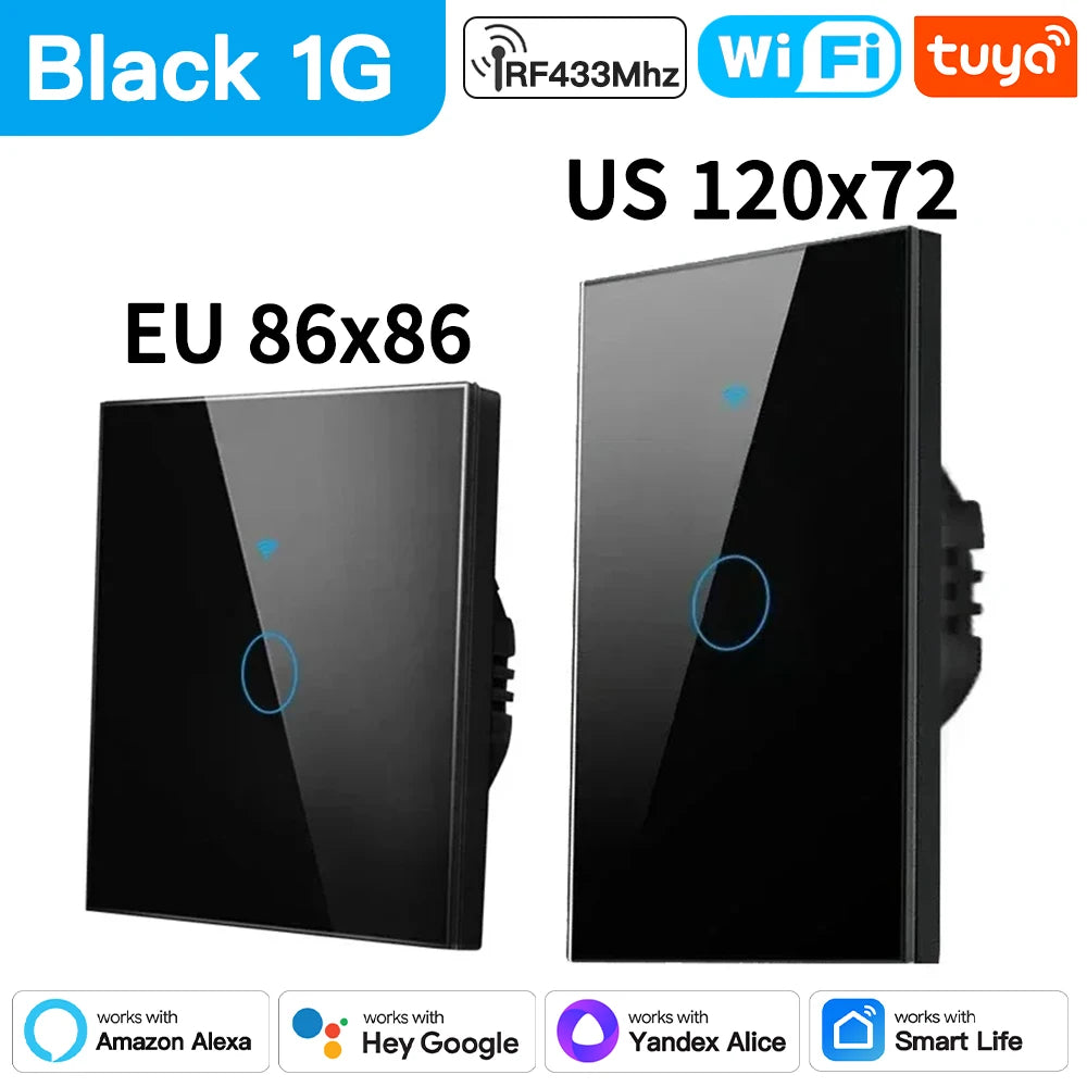 TNCE Tuya Switch WIFI RF US/EU, 1/2/3/4 Gang No/With Neutral Wire Wall LED Light Controller, Smart life, Voice Alexa Google Home