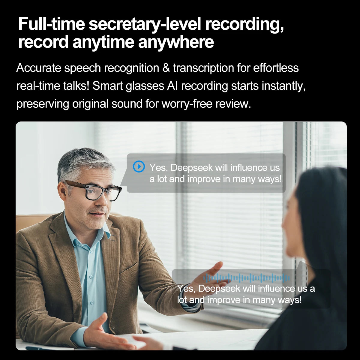 2025 New AI Interaction Smart Glasses With Camera Photo Video Record Translation Music Smart Sunglasses Bluetooth Call Headphone