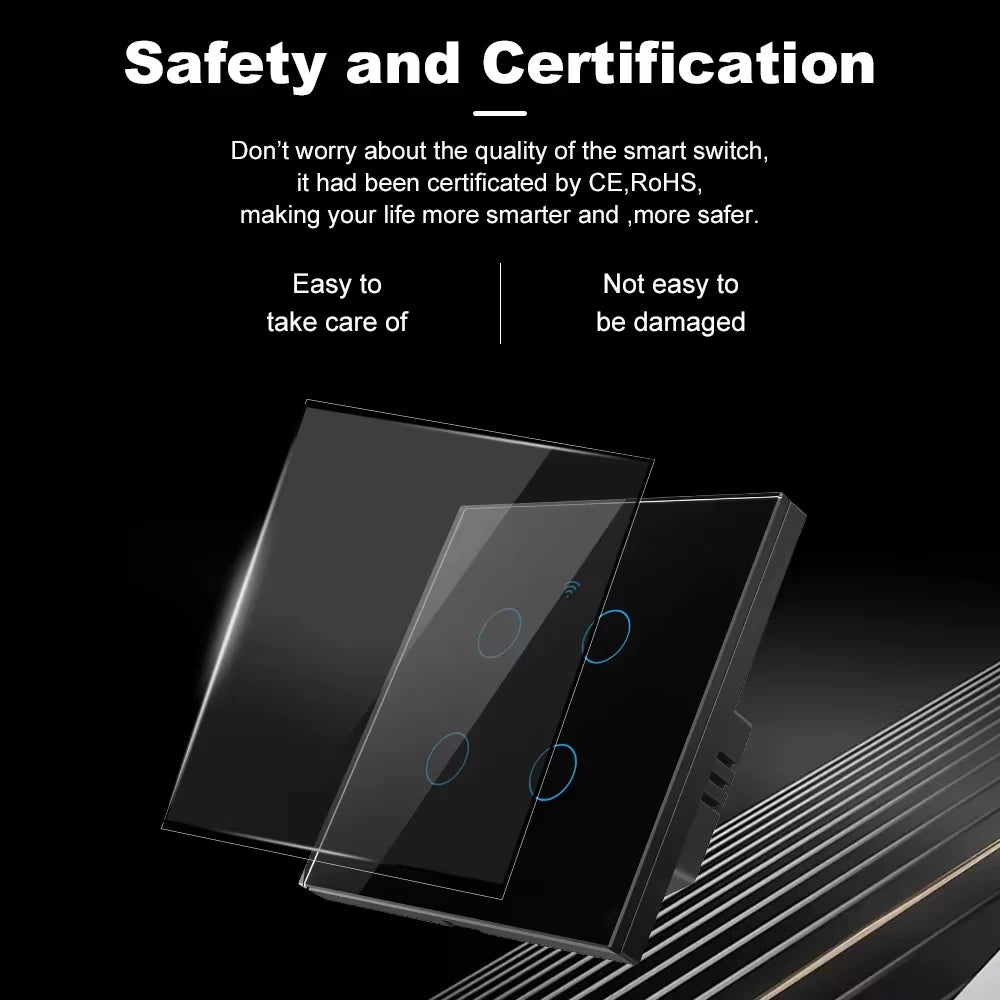 TNCE Tuya Switch WIFI RF US/EU, 1/2/3/4 Gang No/With Neutral Wire Wall LED Light Controller, Smart life, Voice Alexa Google Home