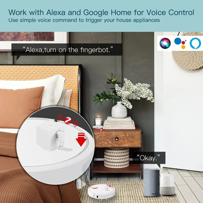 Tuya Zigbee Fingerbot Plus Smart Fingerbot Switch Button Pusher APP Timer Voice Control Works with Alexa Google Home Assistant