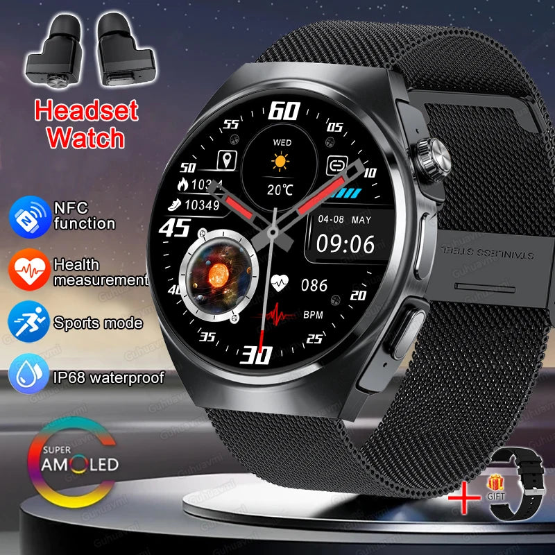 For Xiaomi New 2 in 1 Smart Watch With Earbuds Smartwatch TWS Bluetooth Earphone Heart Rate Blood Oxygen Monitor Sports Watch