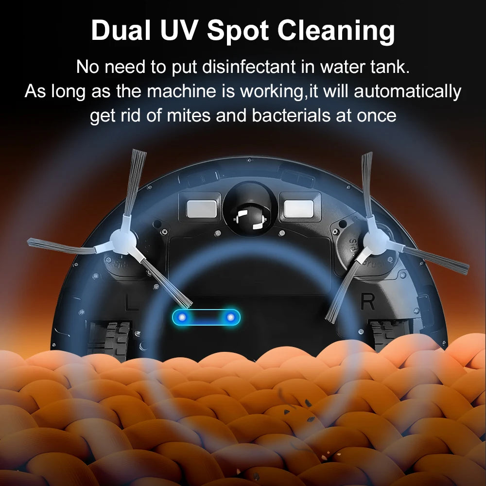 Robot Vacuum Cleaner K30 Self-cleaning dustbin, Dual Laser,UV Spot Cleaning,240mins Runtime, Auto Smart Carpet Floor Washing