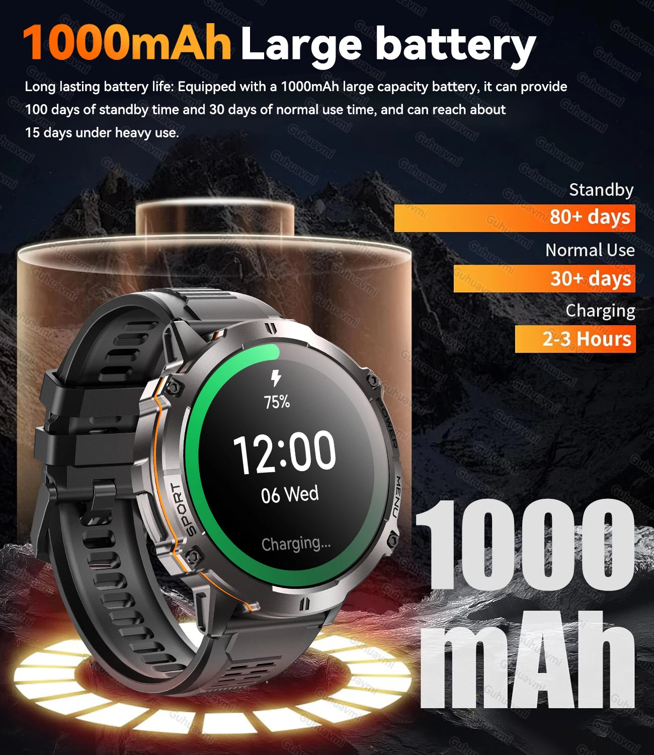 New T-REX3 Fitness Smart Watch 1000mAh Large Battery Durable Compass Altimeter 10ATM Waterproof BT Call 100+Sports Men Bracelet
