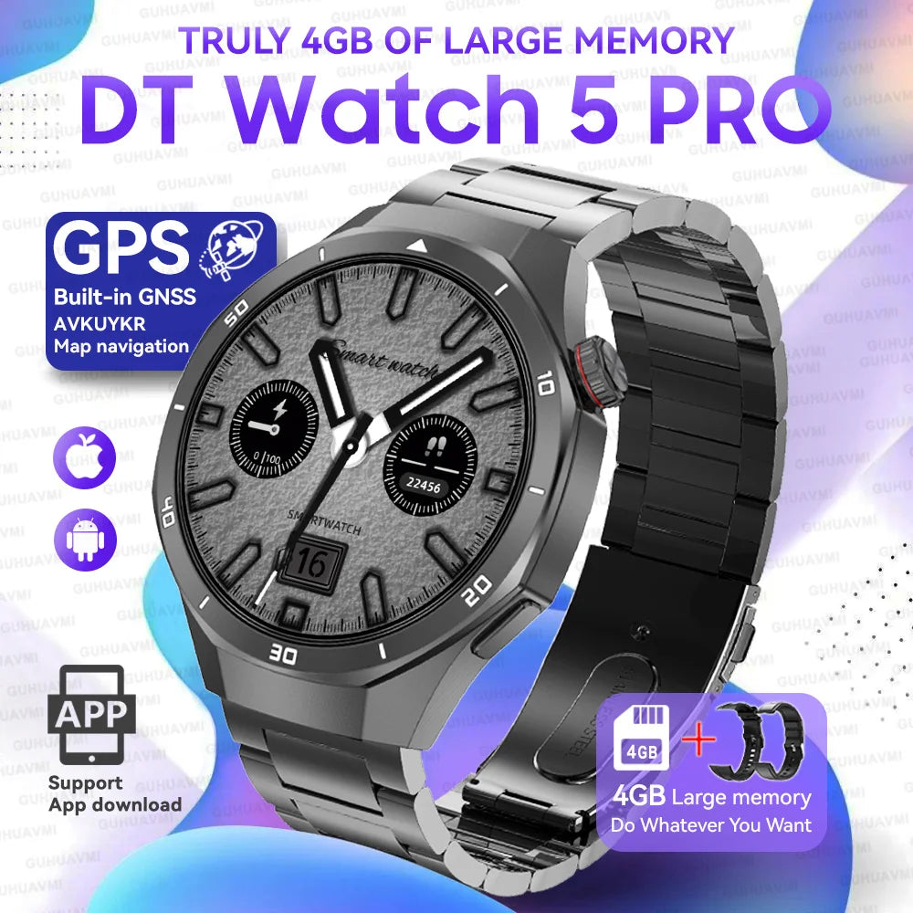 Hot Sales 2025 New Watch DT5pro Smart Watch Men 4GB Memory GPS Google Maps App Store Video Music Player Sports Trackr Smartwatch