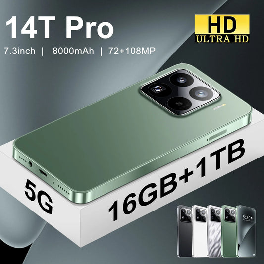 Brand New 14T Pro Smartphone 5G 7.3HD Dual SIM Card 22G+2TB Cell Phone 8000mAh Android Global Version Mobile Phones Cellphones
